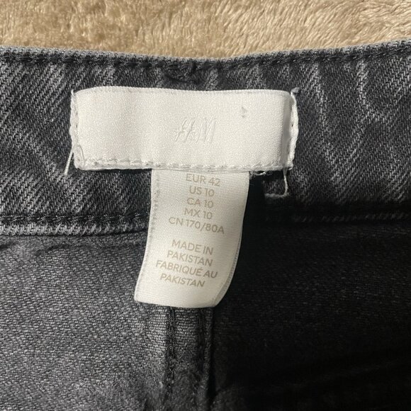 H&M Jeans Womens 10 Flare Leg Charcoal Black Button Fly High Rise Pants Casual - Picture 2 of 8